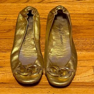Gold Juicy Couture ballet flats